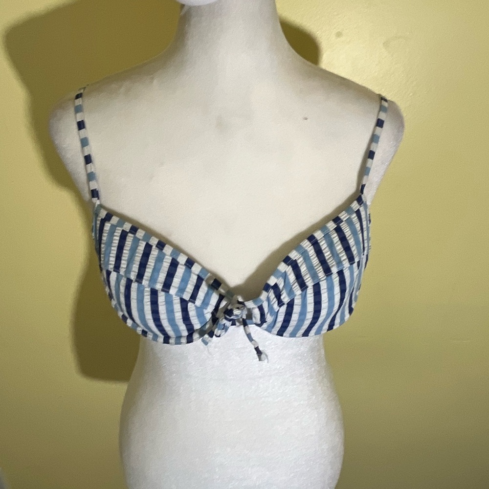 J Crew Women’s Striped Blue and White Bikini Top 32B